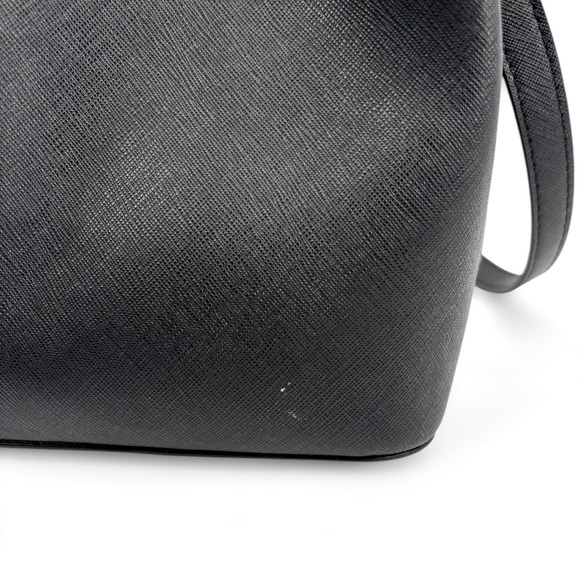 NWT Lauren Ralph Lauren Black Reese Crosshatch Small Bucket Bag - Picture 9 of 14